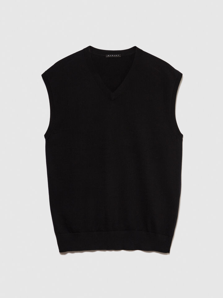 Knit vests - men's v-neck sweaters - Black | Sisley image number 6